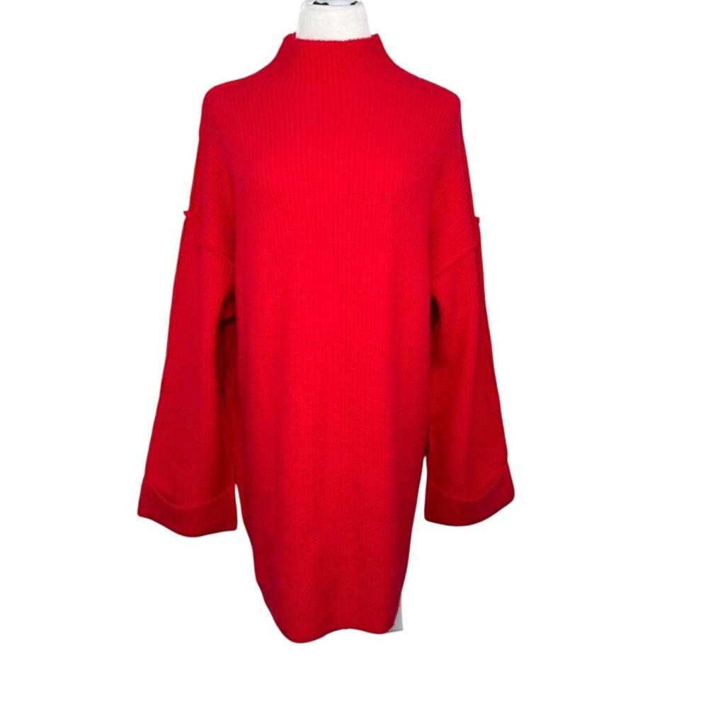 Princess Polly Weslie Red Long Sleeve Knit Mini Sweater Dress ML Mock Neck NEW